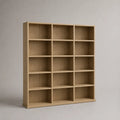 Bibliothèque rectangulaire en panneaux de particules, 15 cases, décor chêne naturel, 150 × 30 × 180 cm
