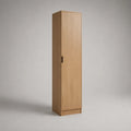 Armoire colonne de rangement à 1 porte en MDF plaqué chêne naturel, 40 × 50 × 180 cm