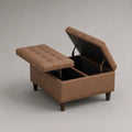 Banc coffre rectangulaire en similicuir marron capitonné, 100 × 50 × 45 cm