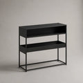 Console de rangement rectangulaire en acier noir, 100 × 35 × 100 cm